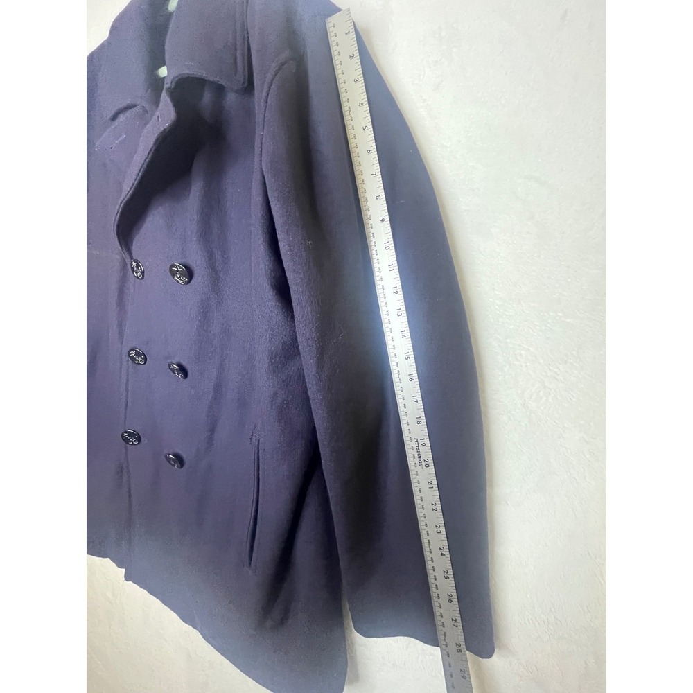 Lands End Mens XXL Tall Peacoat Navy Wool Blend Double Breasted Coat 50-52 - Picture 9 of 12